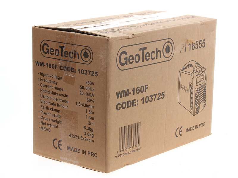 Soldadora inverter de electrodo, corriente continua GeoTech WM-160 F, 160 A