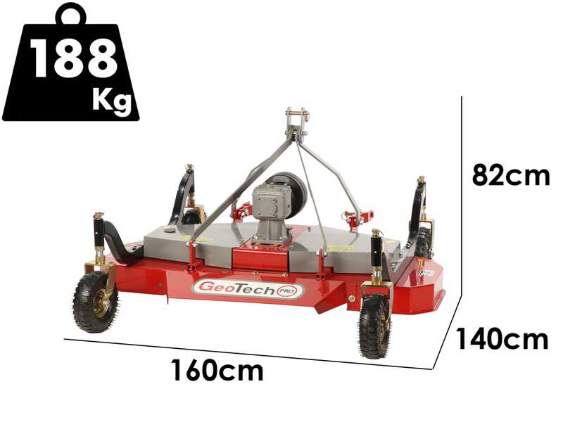GeoTech-Pro TLP 180 - Cortac&eacute;sped para tractor - 3 rotores de 1 cuchilla