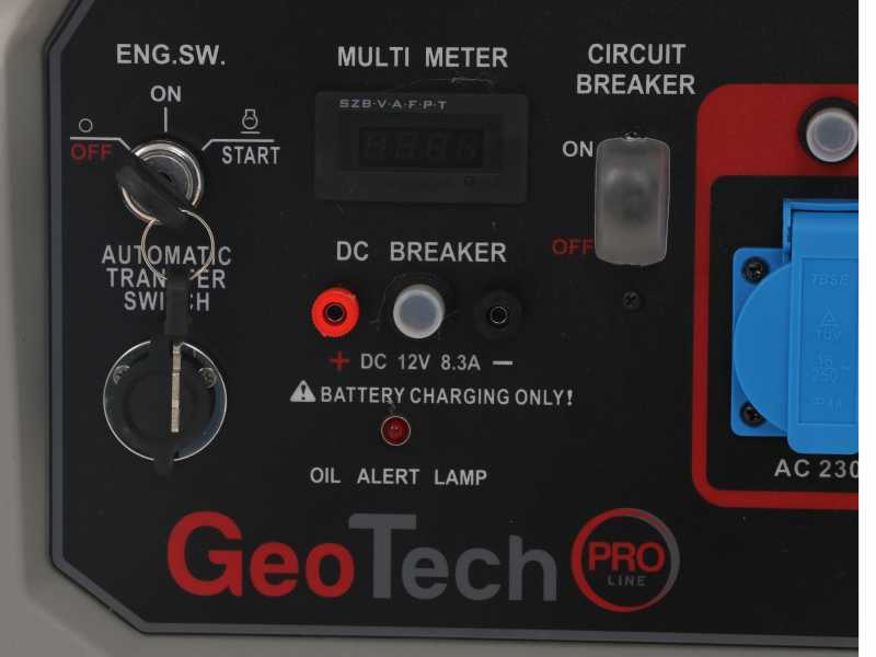 GeoTech-Pro GGP 8000 ESA - Generador de corriente con ruedas arranque el&eacute;ctrico y AVR 6.5 KW - Continua 6 Kw Monof&aacute;sica + ATS