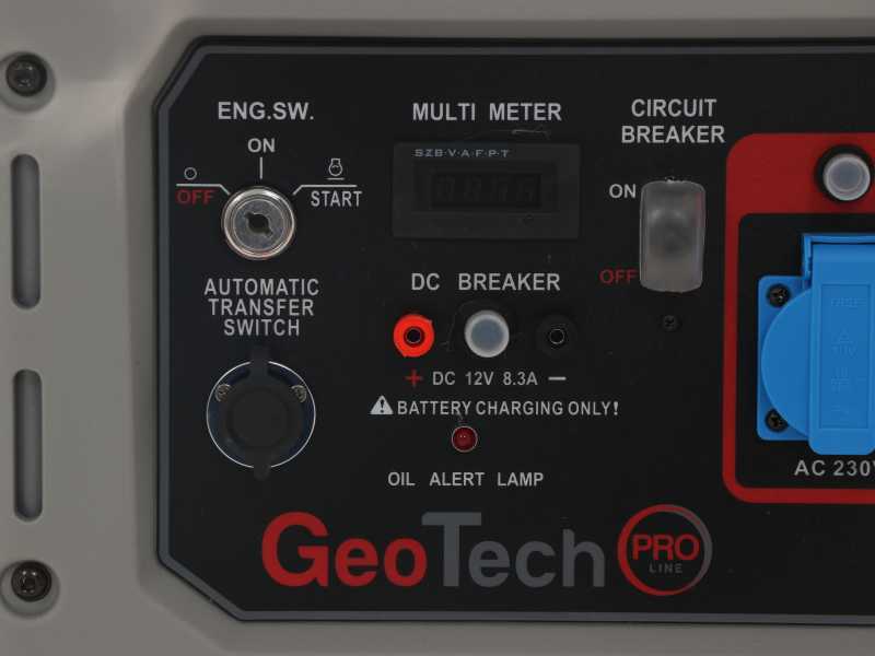 GeoTech PRO GGP 9500 ESA - Generador de corriente con ruedas y AVR arranque el&eacute;ctrico 7.9 kW - Continua 7.5 kW Monof&aacute;sica
