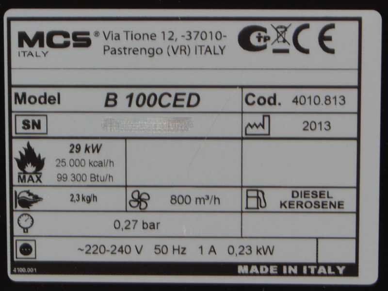 Master B 100 CED - Generador de aire caliente directo de gas&oacute;leo di&eacute;sel