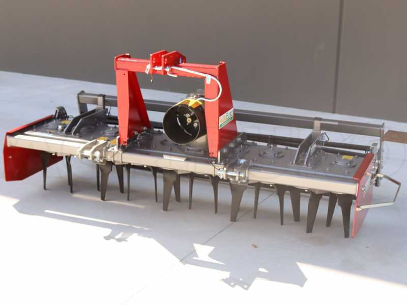 Grada rotativa RH210 - ancho de trabajo 210 cm - 20 cuchillas. Serie media - Rodillo de jaula