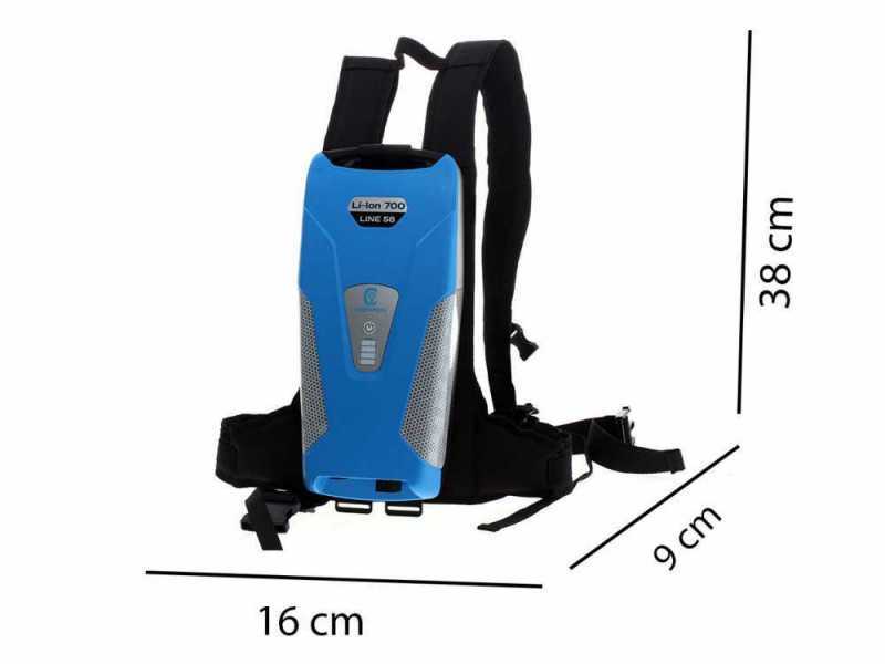 Campagnola HERCULES 58 V - P&eacute;rtiga de carbono de 185-270 cm - Vareador de aceitunas el&eacute;ctrico de bater&iacute;a - Bater&iacute;a de mochila incluida