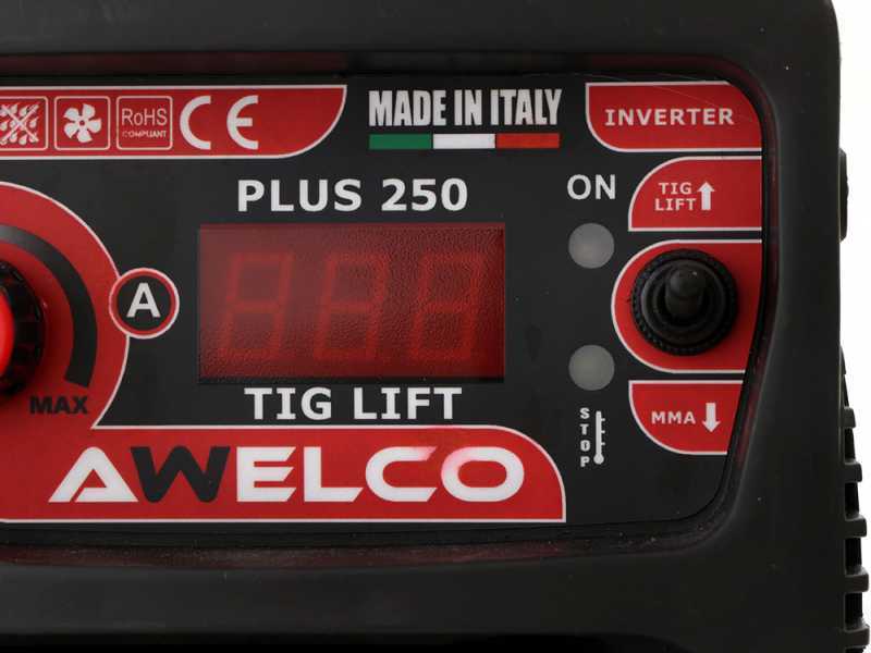 Soldadora inverter Awelco Plus 250 TIG LIFT MMA 220A corriente de soldadura de 15 a 220
