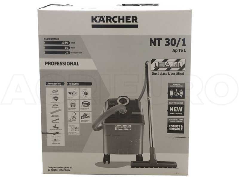 Karcher Pro NT 30/1 Ap L - Aspirador para s&oacute;lidos/l&iacute;quidos - sacudidor de filtro semiautom&aacute;tico - bid&oacute;n 30 L - 1380W