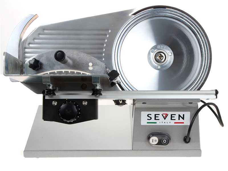 Seven Italy PS 250 PRO-Silver - Cortadora de fiambre cuchilla 250 mm - afilador incluido - 180 W
