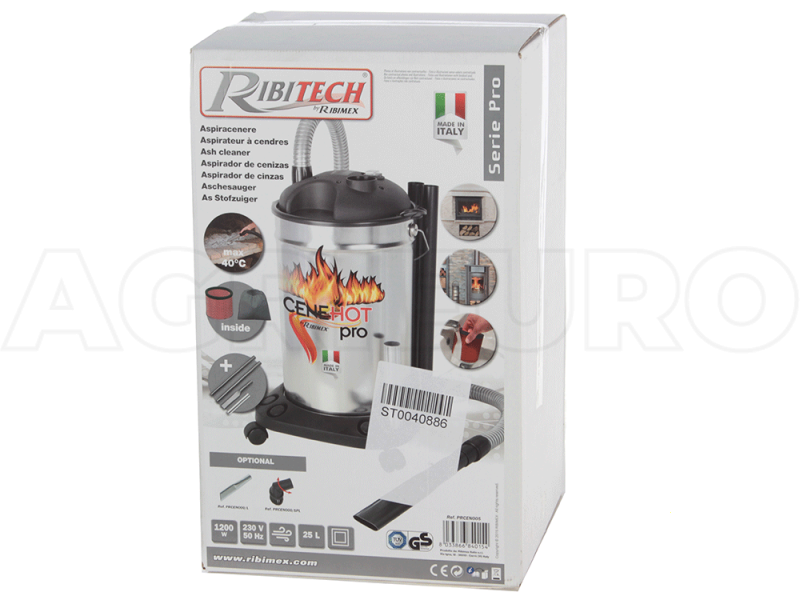 Aspirador de cenizas soplador de bid&oacute;n RIBIMEX Cenehot - Filtro de metal para ceniza caliente