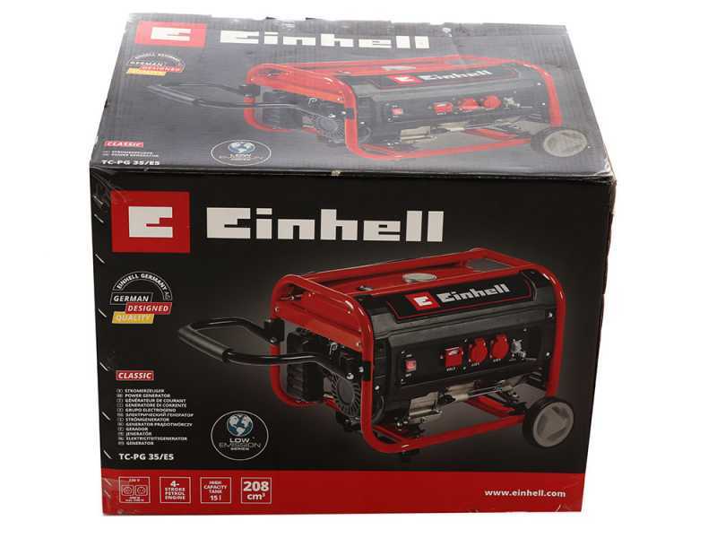 Einhell TC-PG 35/E5 - Generador de corriente con ruedas y AVR 3.1 kW - Continua 2.6 kW Monof&aacute;sica