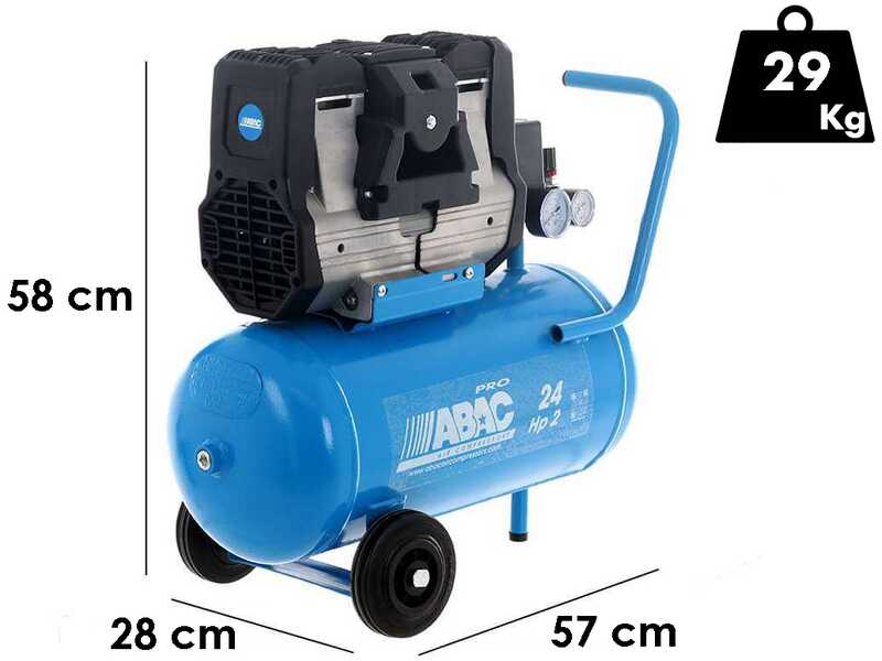 ABAC POLE POSITION OS20P - Compresor de aire el&eacute;ctrico monof&aacute;sico silencioso, sin aceite - Motor 2 HP - 24 L