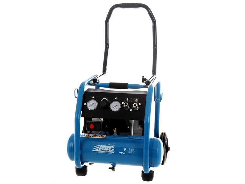 ABAC PORTABLE ROLLCAGE OS20P - Compresor de aire el&eacute;ctrico monof&aacute;sico silencioso, sin aceite - Motor 2 HP - 9 L