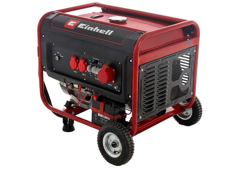 Einhell TC-PG 55/E5 - Generador de corriente con ruedas y AVR 5.5 kW - Continua 3.6 kW Trif&aacute;sica