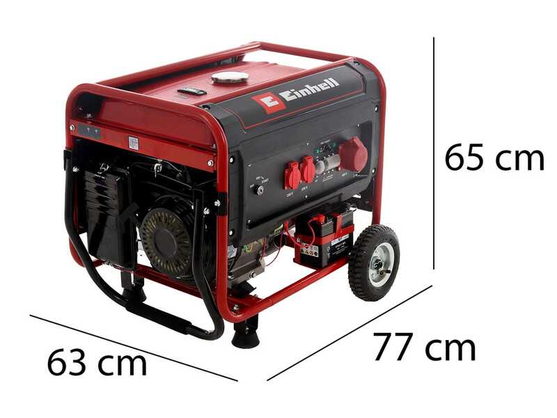 Einhell TC-PG 55/E5 - Generador de corriente con ruedas y AVR 5.5 kW - Continua 3.6 kW Trif&aacute;sica