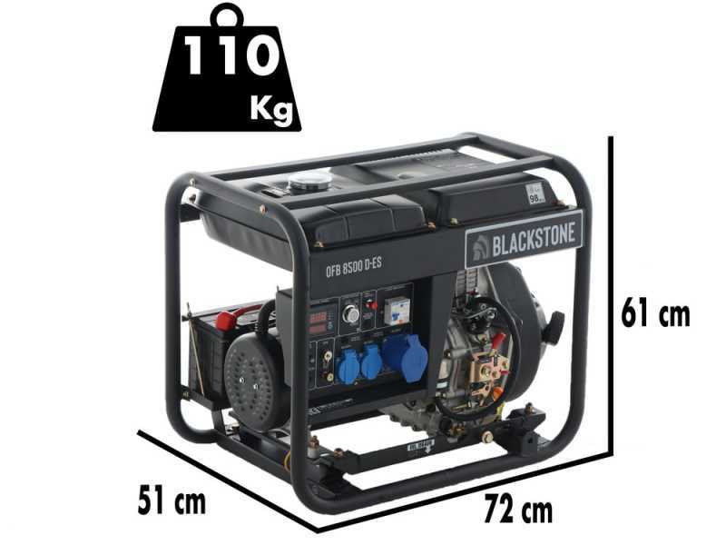 BlackStone OFB 8500 D-ES - Generador de corriente di&eacute;sel con AVR 6.3 kW - Continua 6.0 kW Monof&aacute;sica