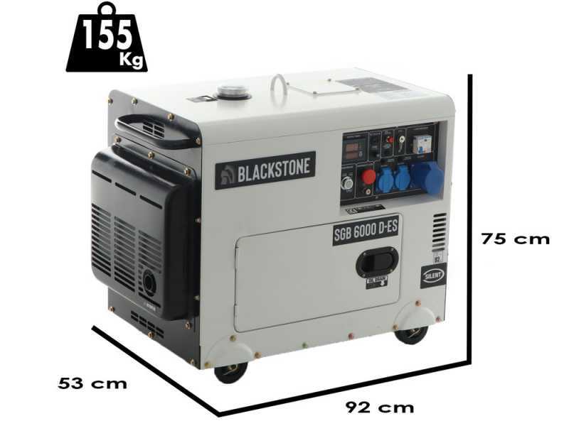 Blackstone SGB 6000 D-ES - Generador de corriente di&eacute;sel silencioso con AVR 5.3 kW - Continua 5 kW Monof&aacute;sica