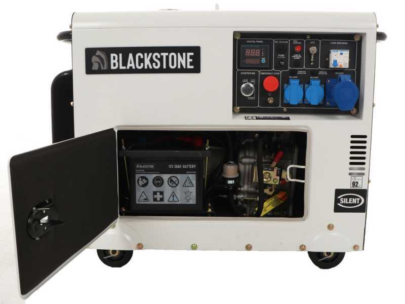 Blackstone SGB 6000 D-ES - Generador de corriente di&eacute;sel silencioso con AVR 5.3 kW - Continua 5 kW Monof&aacute;sica