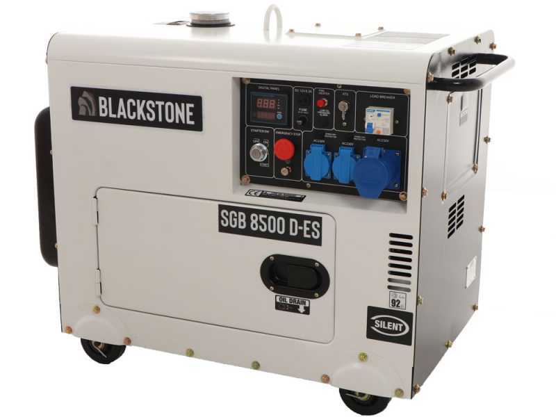 Blackstone SGB 8500 D-ES - Generador de corriente di&eacute;sel silencioso con AVR 6.3 kW - Continua 6 kW Monof&aacute;sica