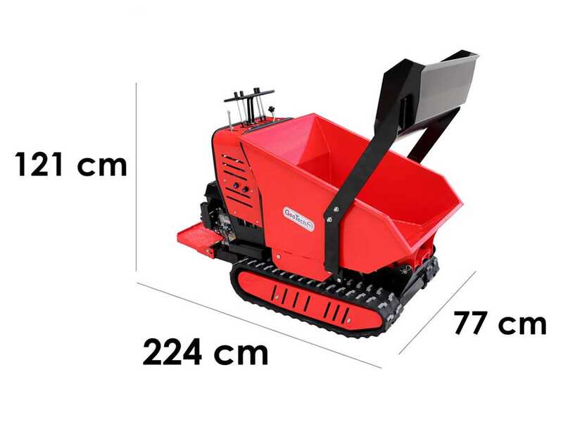 GeoTech-Pro Geoporter 550 DHS Hydro - Carretilla de orugas con caj&oacute;n dumper hidr&aacute;ulico de 500 kg - Cambio hidrost&aacute;tico