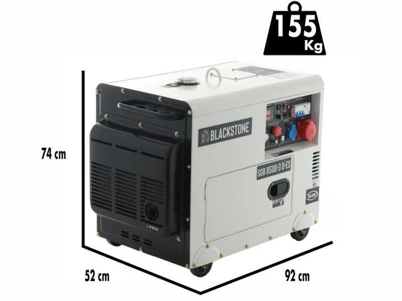Blackstone SGB 8500-3 D-ES - Generador de corriente di&eacute;sel silencioso con AVR 6.3 kW - Continua 6 kW Trif&aacute;sica + ATS