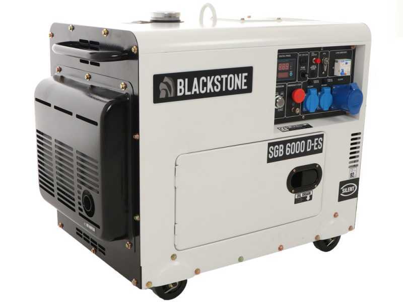 Blackstone SGB 6000 D-ES - Generador de corriente di&eacute;sel silencioso con AVR 5.3 kW - Continua 5 kW Monof&aacute;sico + ATS