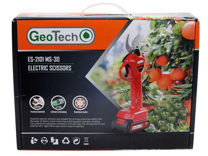 Tijeras el&eacute;ctricas de poda GeoTech - MS 30 - 2 bater&iacute;as 2 Ah y 18 V - Di&aacute;metro de corte 30 mm