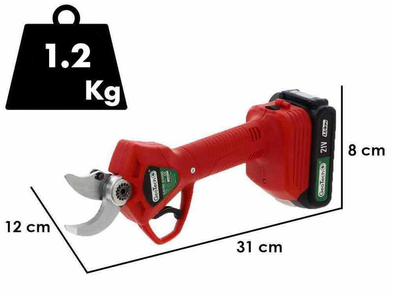 Tijeras el&eacute;ctricas de poda GeoTech - MS 30 - 2 bater&iacute;as 2 Ah y 18 V - Di&aacute;metro de corte 30 mm