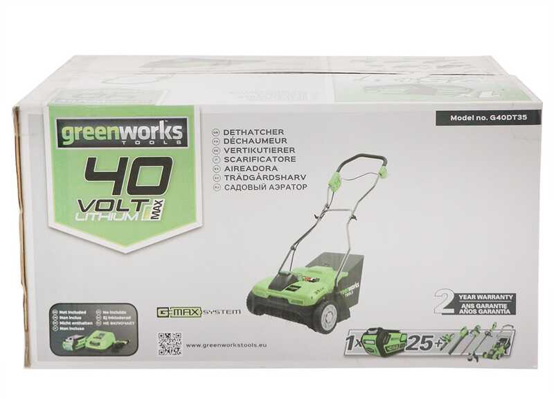 Greenworks G40DT35 - Escarificador de bater&iacute;a - BATER&Iacute;A Y CARGADOR NO EST&Aacute;N INCLUIDOS