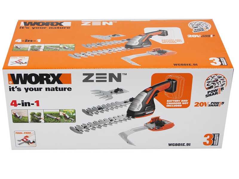 Worx WG801E.9 - Tijera cortac&eacute;sped de bater&iacute;a 4 en 1 - BATER&Iacute;A Y CARGADOR NO INCLUIDOS
