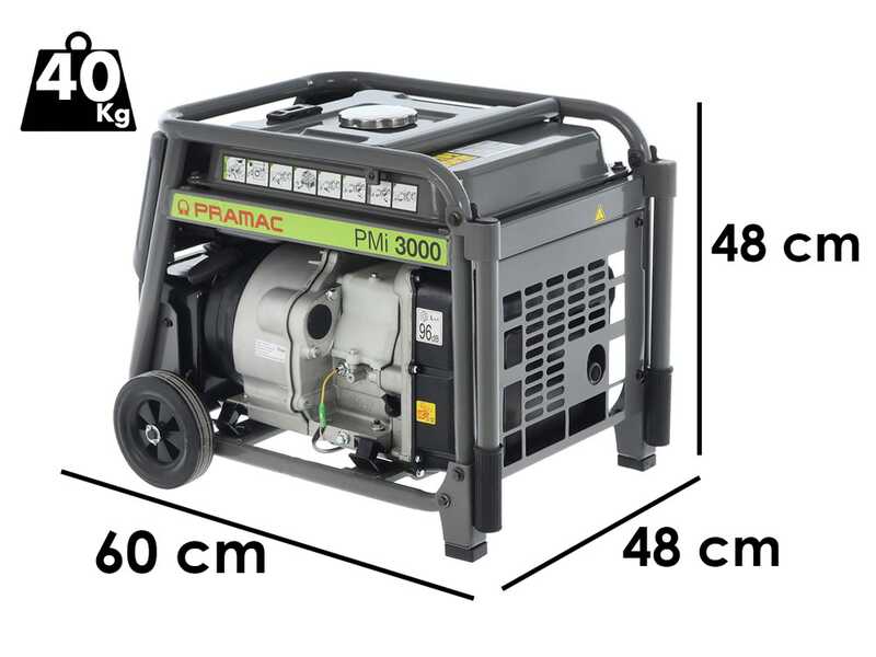 Pramac PMI3000 - Generador de corriente inverter con ruedas 3 kW - Continua 2.8 kW Monof&aacute;sica