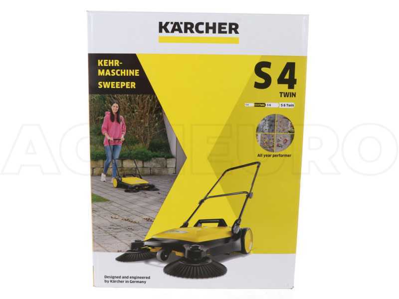 K&auml;rcher S 4 Twin - Barredora manual de empuje con recogedor - dep&oacute;sito 20 litros