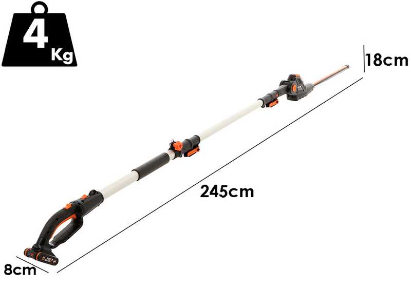 Worx WG252E.9 - Cortasetos el&eacute;ctrico de bater&iacute;a con p&eacute;rtiga telesc&oacute;pica - BATER&Iacute;A Y CARGADOR NO EST&Aacute;N INCLUIDOS
