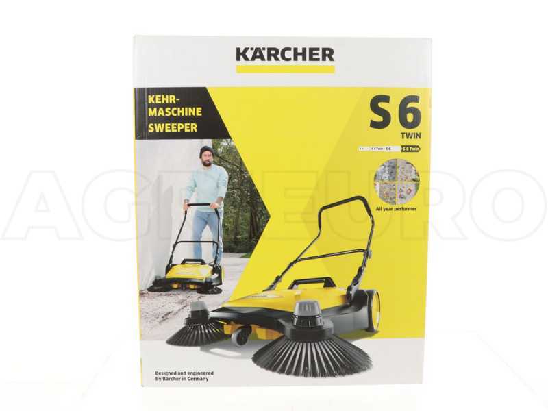 K&auml;rcher S 6 Twin - Barredora manual de empuje con recogedor altura regulable - dep&oacute;sito 38 litros