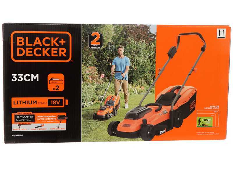 Cortac&eacute;sped el&eacute;ctrico de bater&iacute;a Black &amp; Decker BCMW3318L2-QW - 36 V 2.5 Ah