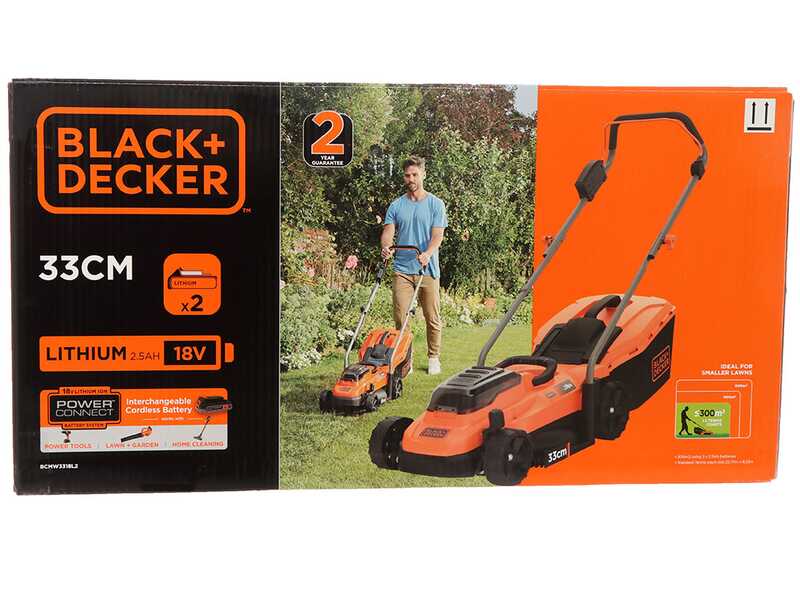 Cortac&eacute;sped el&eacute;ctrico de bater&iacute;a Black &amp; Decker BCMW3318L2-QW - 36V 2.5Ah + bater&iacute;a 18V 2Ah gratis