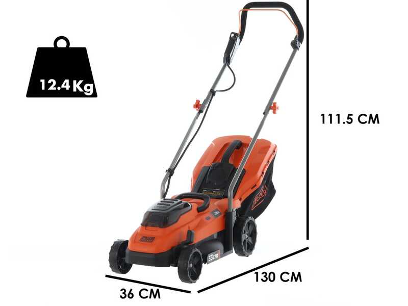 Cortac&eacute;sped el&eacute;ctrico de bater&iacute;a Black &amp; Decker BCMW3318L2-QW - 36V 2.5Ah + bater&iacute;a 18V 2Ah gratis