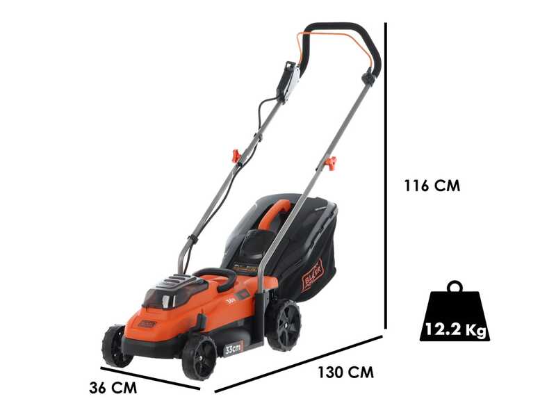 Cortac&eacute;sped el&eacute;ctrico de bater&iacute;a Black &amp; Decker BCMW3336L2-QW - 36V 2.5Ah