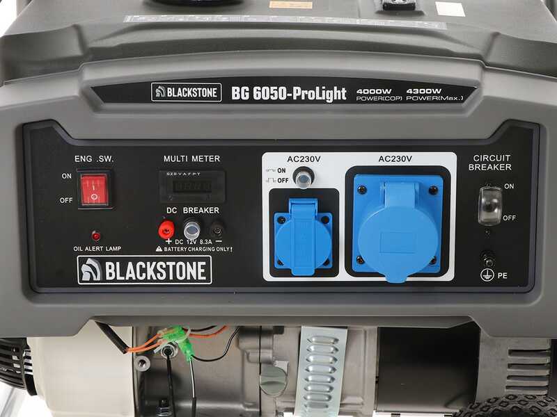 BlackStone BG 6050 - Generador de corriente a gasolina con ruedas y AVR 4.3 kW - Continua 4 kW Monof&aacute;sica