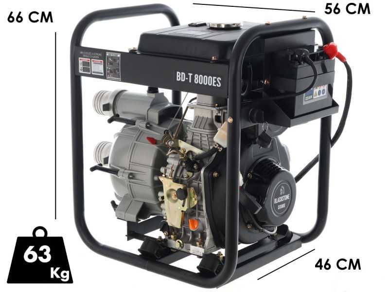 Motobomba di&eacute;sel Blackstone BD-T 8000ES para agua sucia con racores 80 mm - Euro 5