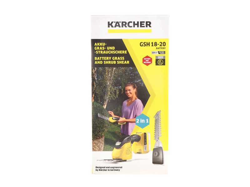 Karcher GSH 18-20 - Tijera cortac&eacute;sped con bater&iacute;a externa - 18V 2.5Ah