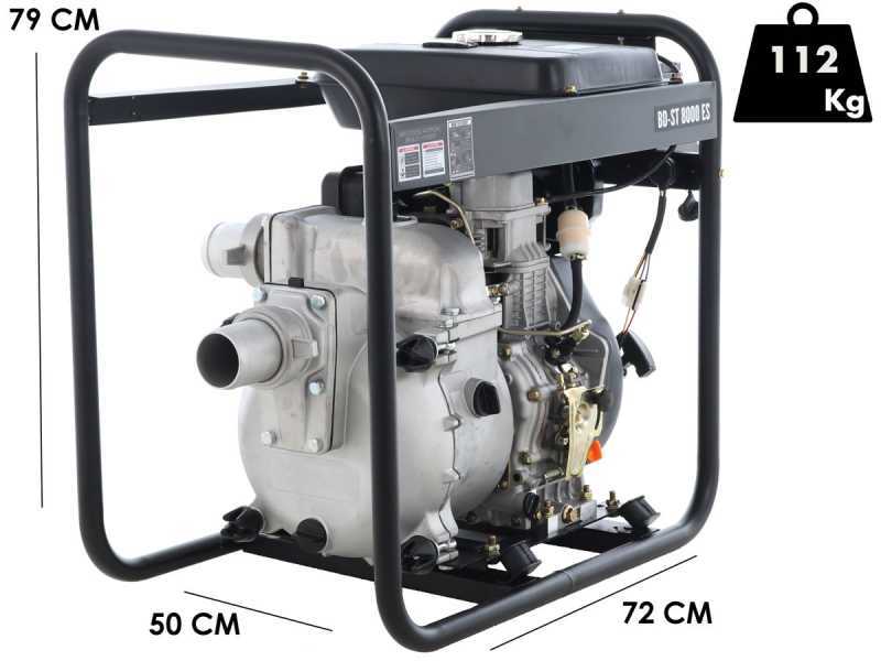 Motobomba di&eacute;sel Blackstone BD-ST 8000ES para agua sucia con racores 80 mm - Euro 5