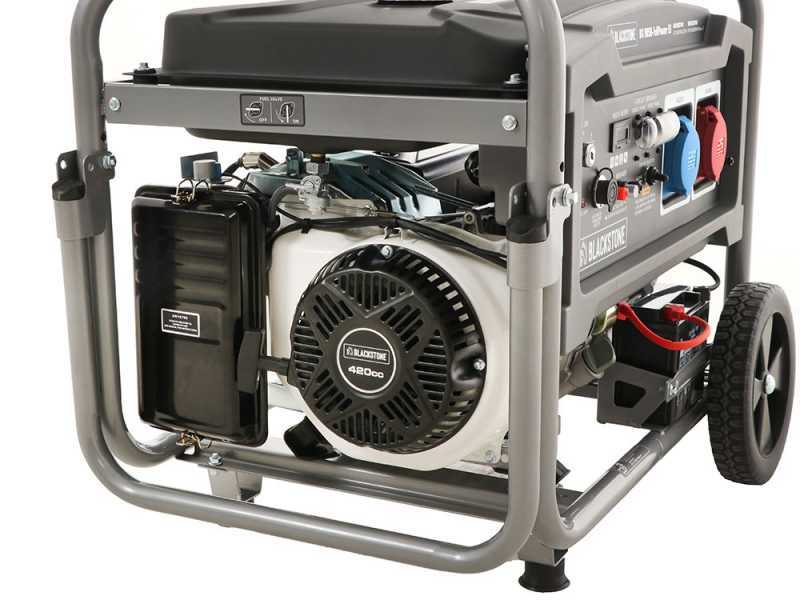 BlackStone BG 9050 - Generador de corriente con ruedas a gasolina con AVR 6.6 kW - Continua 6 kW Full-Power