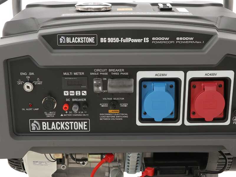 BlackStone BG 9050 - Generador de corriente con ruedas a gasolina con AVR 6.6 kW - Continua 6 kW Full-Power