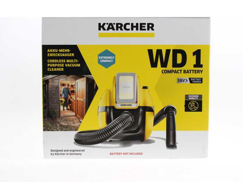 Karcher WD 1 - Aspirador de polvo multifunci&oacute;n de bater&iacute;a 18 V - s&oacute;lidos, l&iacute;quidos y soplador
