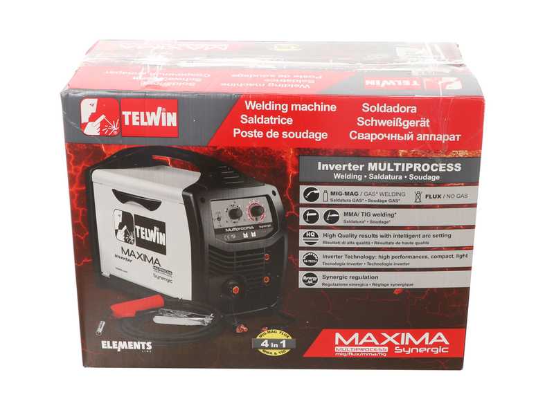 Soldadora inverter de hilo Telwin Maxima 200 Synergic - para MIG-MAG/FLUX/BRAZING/MMA/TIG DC- LIFT - GAS/NO GAS