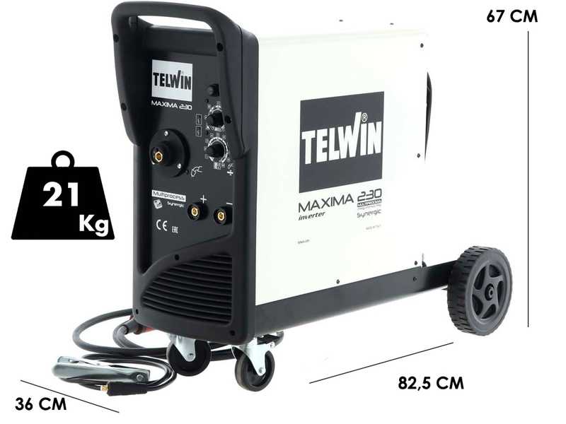 Soldadora inverter de hilo Telwin Maxima 230 Synergic - para MIG-MAG/FLUX/BRAZING/MMA/TIG DC- LIFT - GAS/NO GAS
