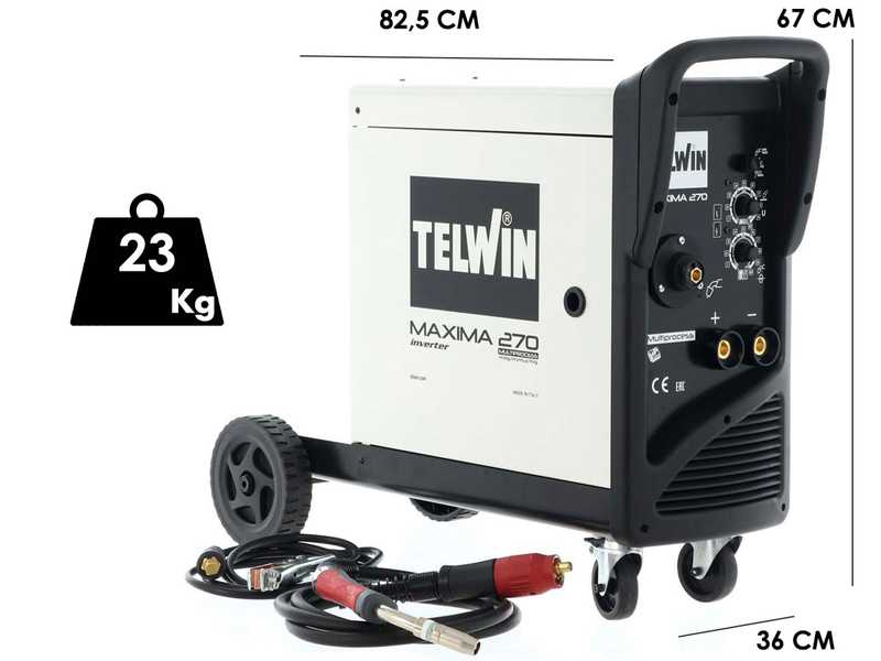 Soldadora inverter de hilo Telwin Maxima 270 Synergic - MIG-MAG/FLUX/BRAZING/MMA/TIG DC- LIFT - GAS/NO GAS