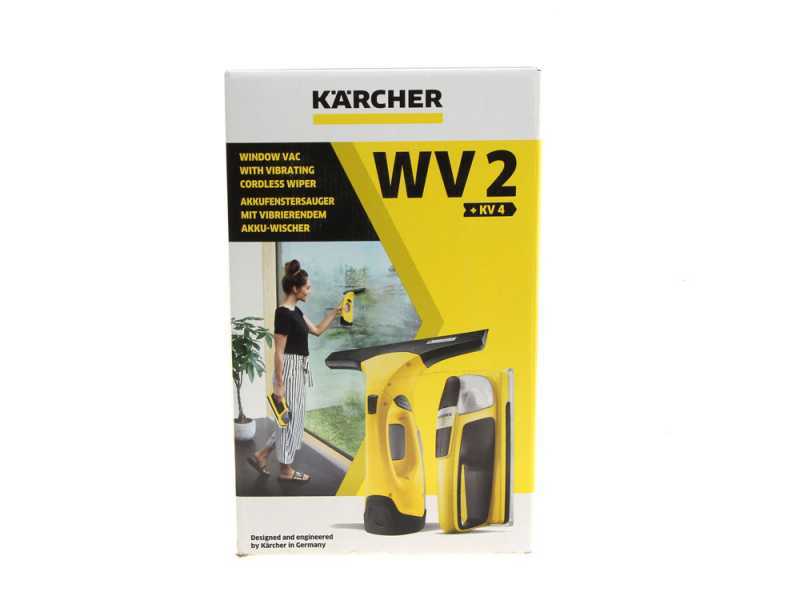Limpiacristales el&eacute;ctrico de bater&iacute;a Karcher WV 2 + limpiabrisas KV 4 - aspirador de gotas y limpiador de cristales