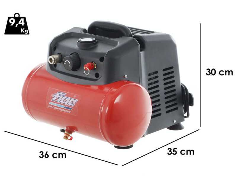 FIAC Cuby 6/1110 - Compresor de aire el&eacute;ctrico port&aacute;til monof&aacute;sico, sin aceite - Motor 1.5 HP - 6 L