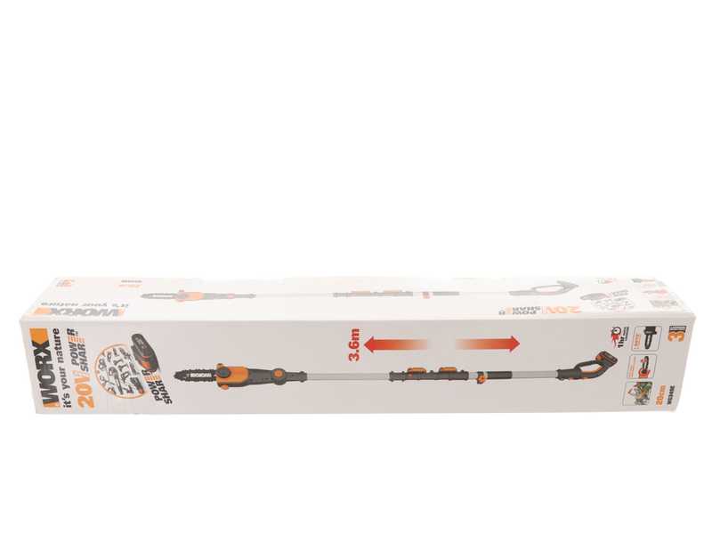 Podadora de bater&iacute;a con p&eacute;rtiga telesc&oacute;pica Worx WG349E.9 - 20V - Telesc&oacute;pica hasta 4 metros - SOLO M&Aacute;QUINA - BATER&Iacute;A Y CARGADOR NO INCLUIDOS