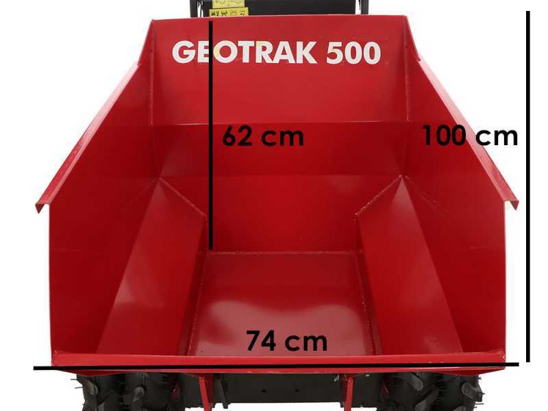 Carretilla de motor GeoTech GEOTRAK 500 - Caj&oacute;n dumper 500Kg - 6 ruedas motrices