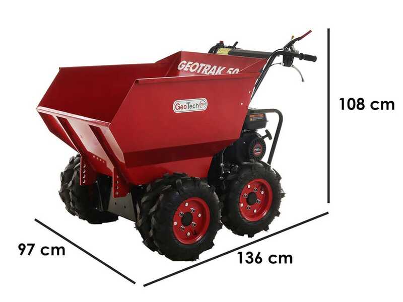 Carretilla de motor GeoTech GEOTRAK 500 - Caj&oacute;n dumper 500Kg - 6 ruedas motrices